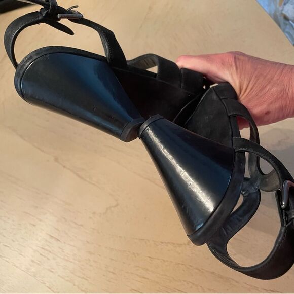 Stuart Weitzman Axis Black Suede Strappy heeled Sandals – Size 7N Narrow N 7 - Picture 9 of 14